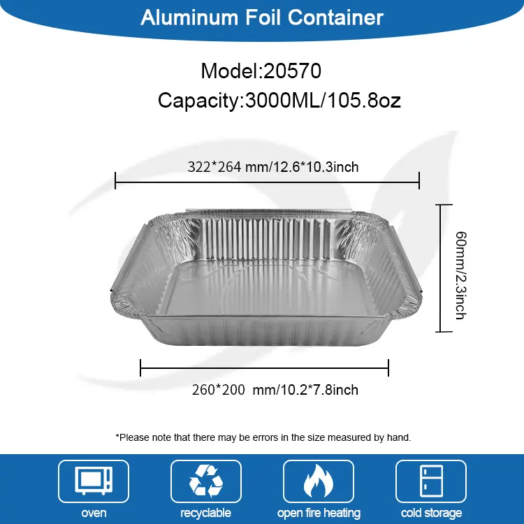 大容量のバーベキュープレートシルバーアルミホイル容器