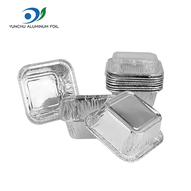 四角いエアフライヤーベーキングシルバーアルミホイル容器