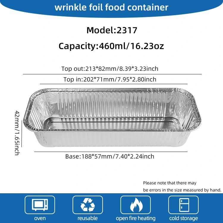 長方形のバゲット銀アルミホイル容器