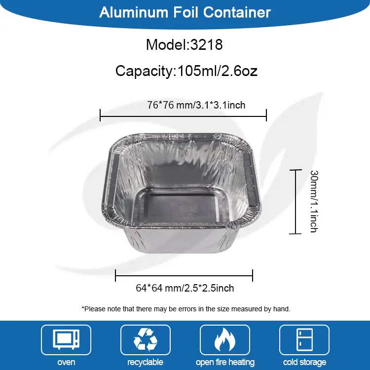 四角いエアフライヤーベーキングシルバーアルミホイル容器