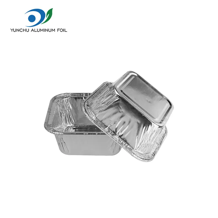 四角いエアフライヤーベーキングシルバーアルミホイル容器