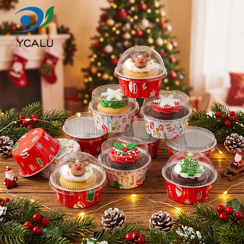 クリスマスカスタムプリントアルミホイルベーキングカップ