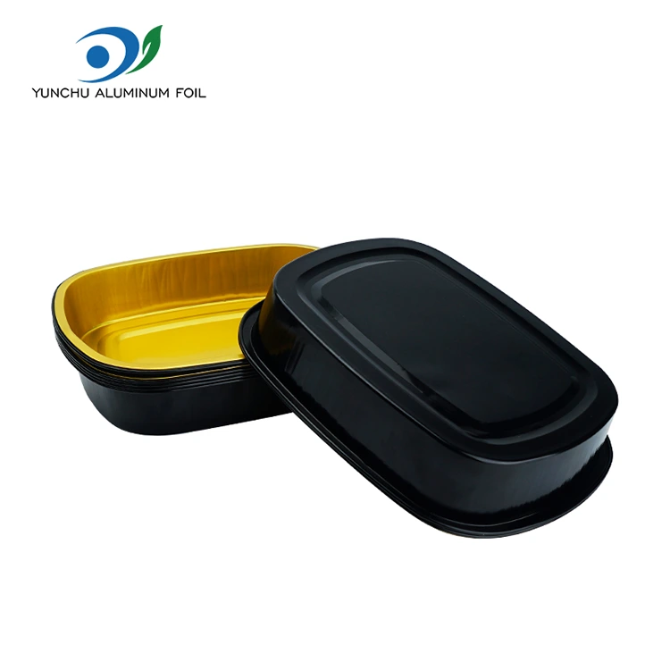 使い捨てのブラックゴールドケータリング長方形のアルミホイル容器