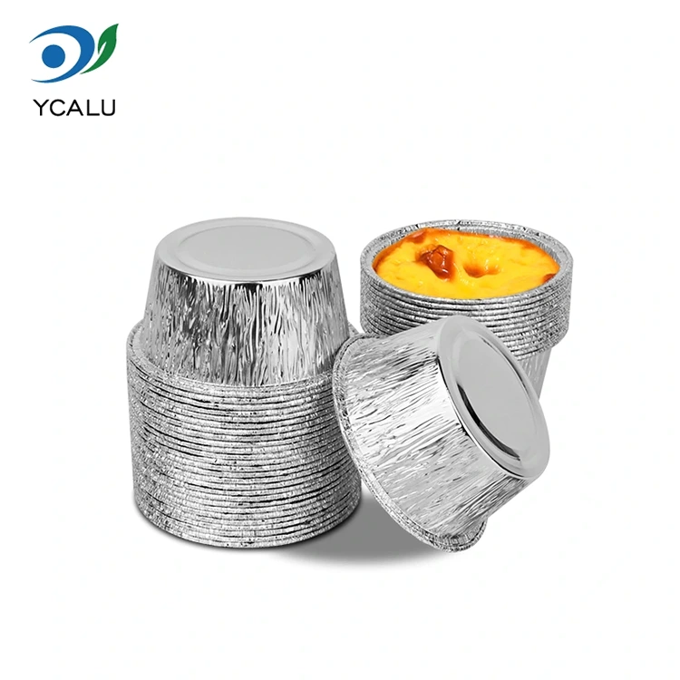 使い捨てラウンドケーキトレイシルバーアルミホイルコンテナー