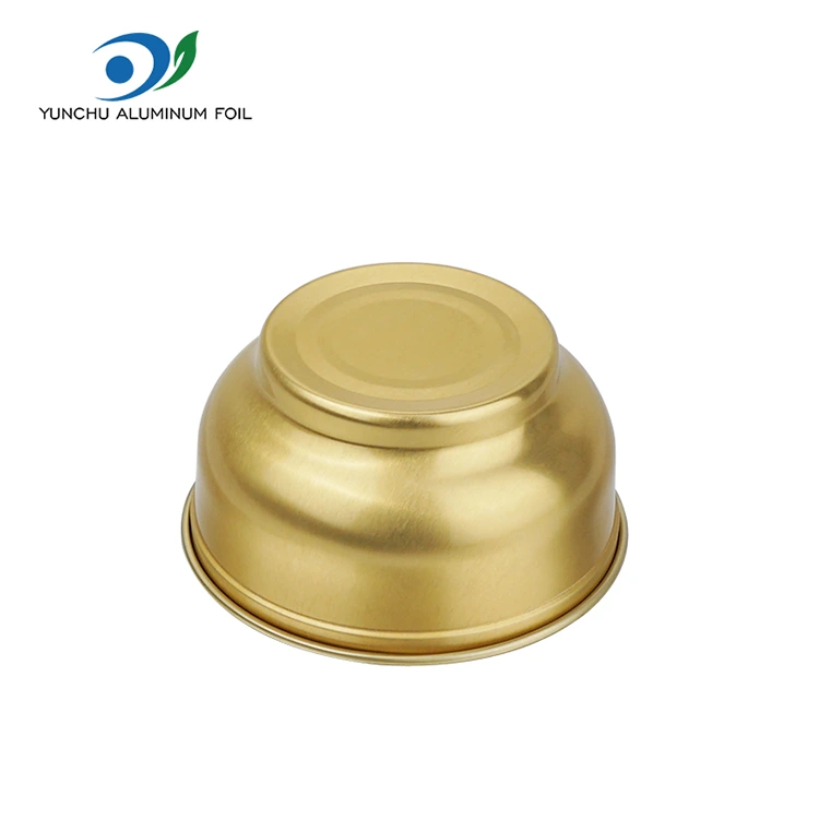 使い捨て可能な丸い小さなゴールド ボウル アルミ ホイル容器