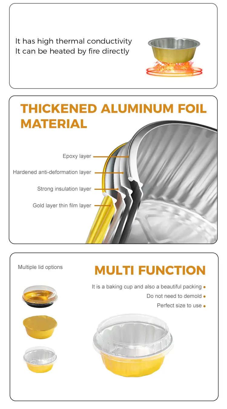 Round color is resistant baking Smoothwall Aluminum Foil Containers