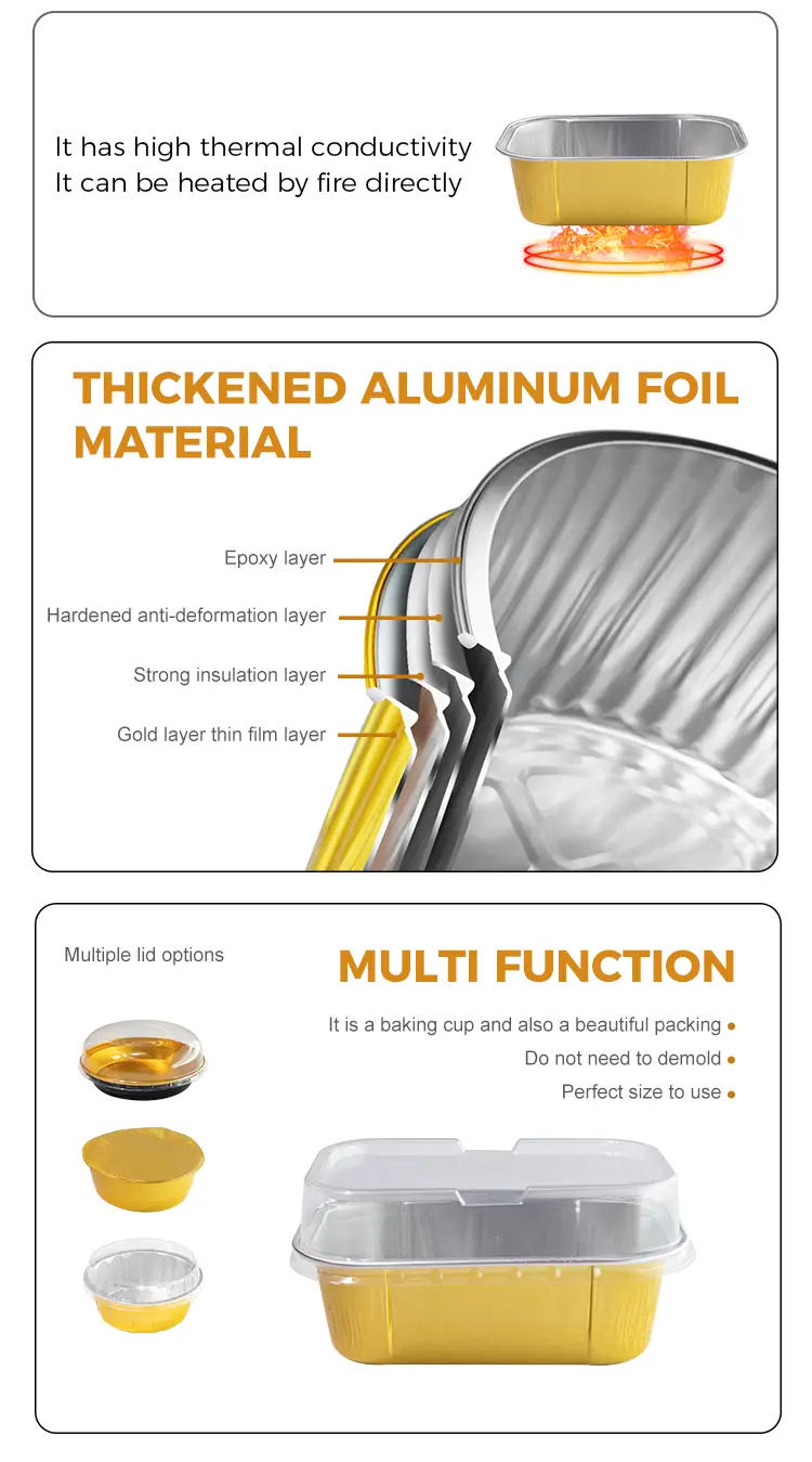 Rectangular baking color Smoothwall Aluminum Foil Containers