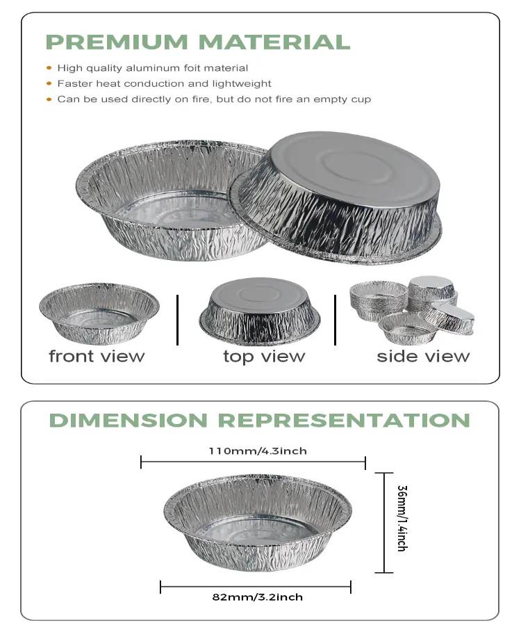 Round small baking Silver Aluminum Foil Containers