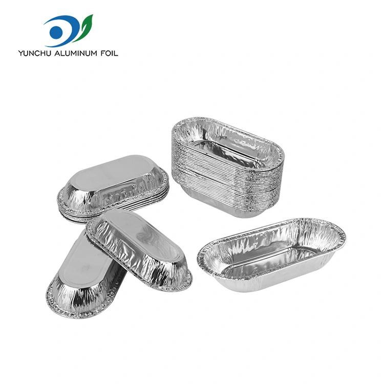 楕円形のローストシルバーアルミホイル食品容器