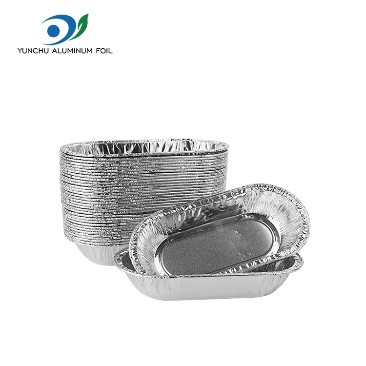 楕円形のローストシルバーアルミホイル食品容器