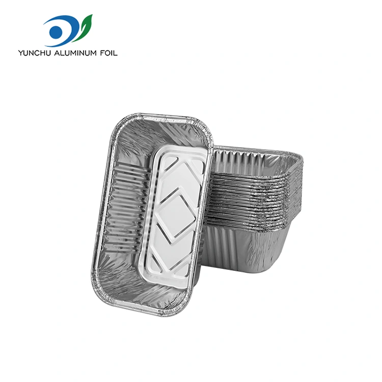 長方形のエアフライヤーグリルシルバーアルミホイル容器