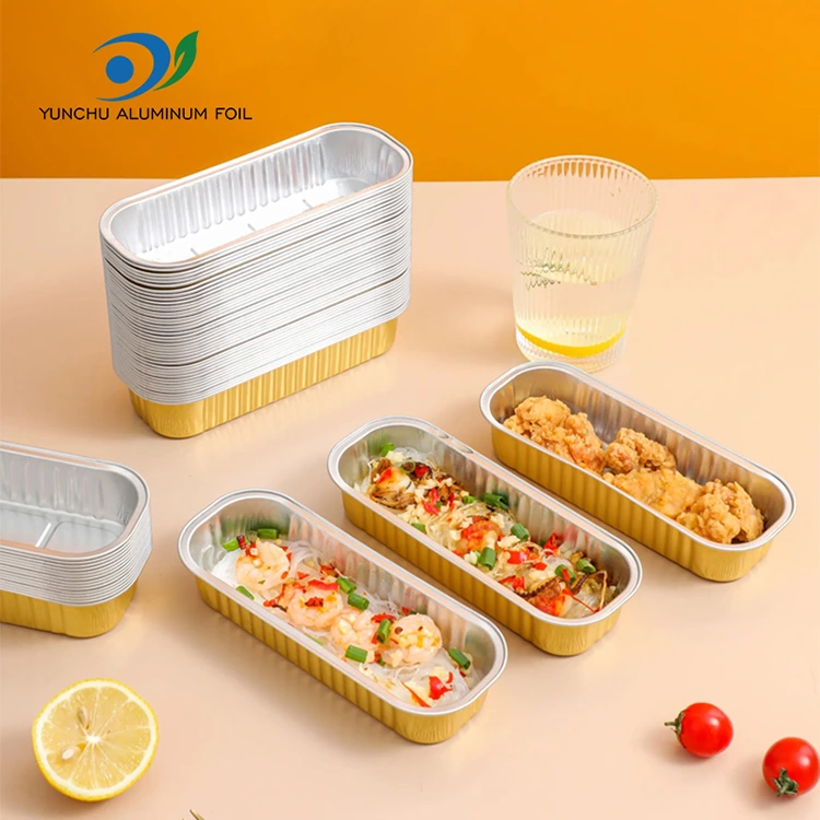 長方形のベーキングケーキスムースウォールアルミホイル容器