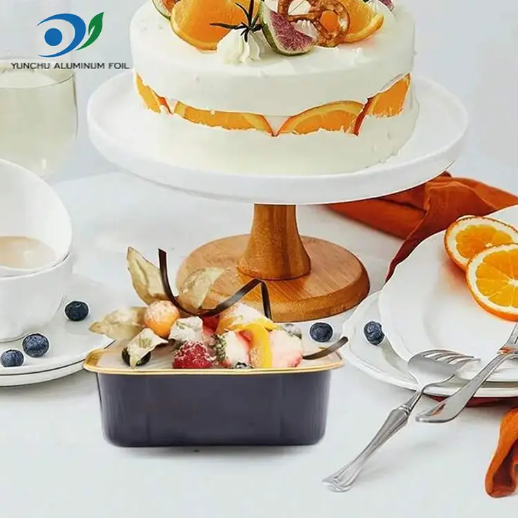 長方形のベーキングカラースムースウォールアルミホイル容器