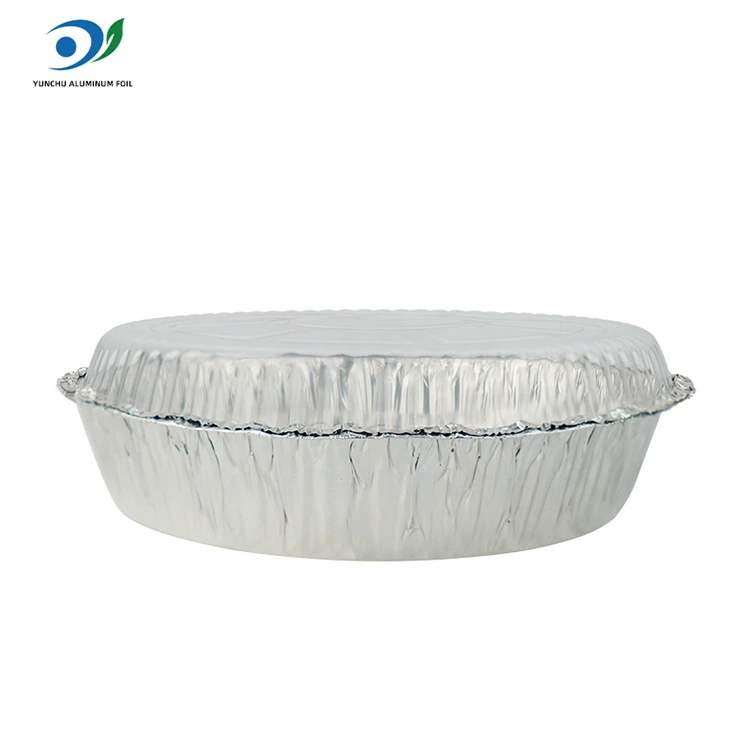 丸いエアフライヤーホットポットシルバーアルミホイルフードコンテナ