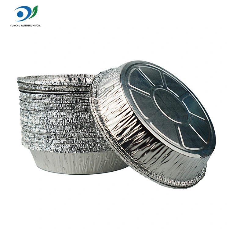 丸いエアフライヤーホットポットシルバーアルミホイルフードコンテナ