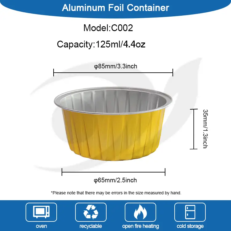 丸いベイクドケーキスムースウォールアルミホイル容器